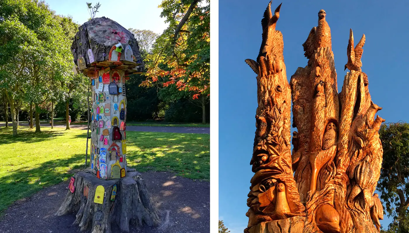 Fairy’s Doors Tree (à esquerda) e Peace Tree’s (Foto: Dublin City Counsil)