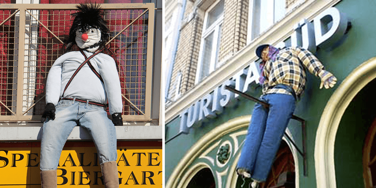 Nubbel, um boneco de palha que fica pendurado na frente de muitos bares durante o Carnaval