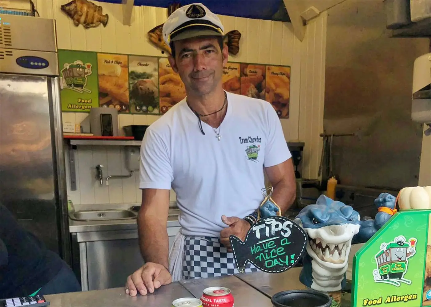 O brasileiro Edmar no Tram Chowder, no Howth Market