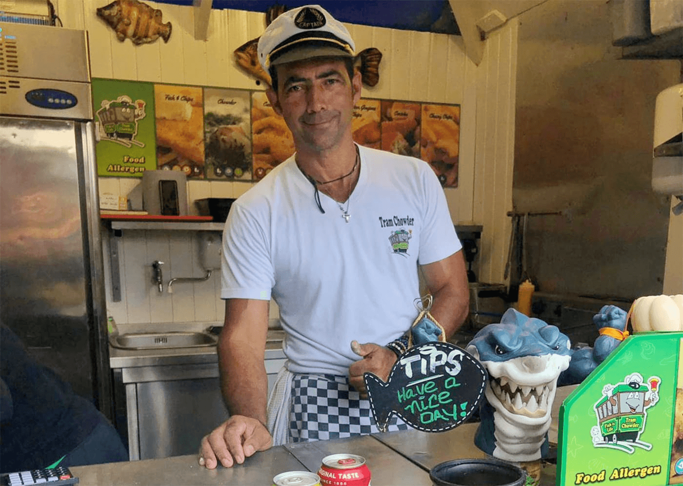 O brasileiro Edmar no Tram Chowder, no Howth Market